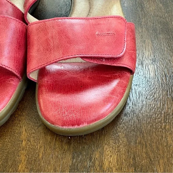 BeautiFeel Red Leather Strappy Hook Loop Wedge Sandals Women 41 (US 10-10.5) - Picture 3 of 8